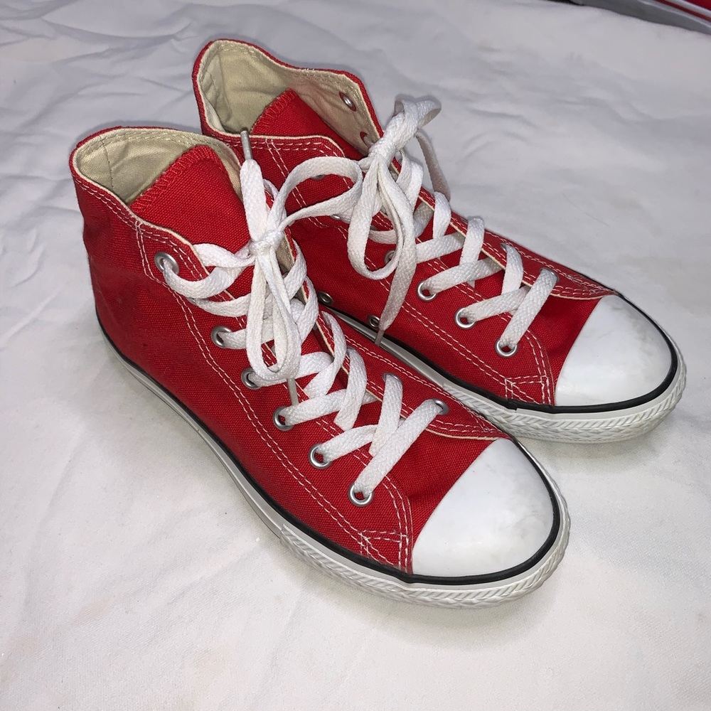 Red high top converse